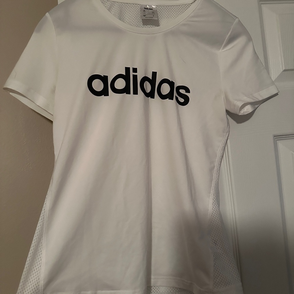 Adidas White Fitted Short Sleeve T-Shirt